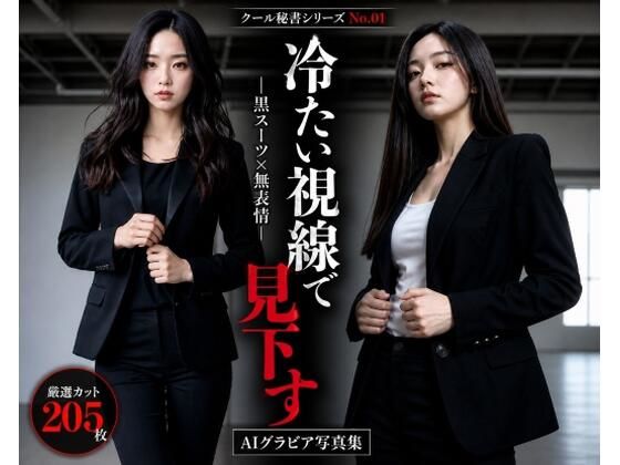 クール秘書シリーズ1  冷たい視線で見下す美人秘書  黒スーツ×無表情で立つ姿が刺さる205枚【AIグラビア写真集】  エロ画像764061