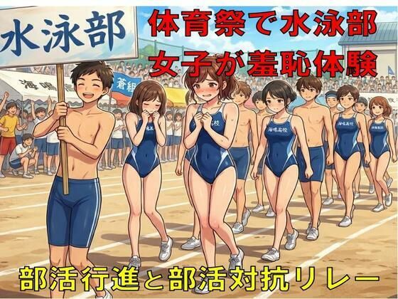 体育祭で水泳部女子が羞恥体験。部活行進と部活対抗リレー  エロ画像776410