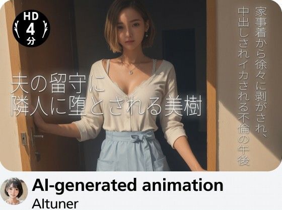 【4分】夫の留守に隣人に堕とされる美樹 ―― 家事着から徐々に剥がされ、中出しされイカされる不倫の午後  エロ画像780891