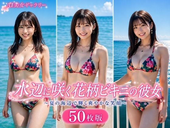 水辺に咲く花柄ビキニの彼女 50枚版  エロ画像781723