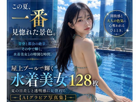 この夏、一番見惚れた景色。｜屋上プールで輝く水着美女128枚【AIグラビア写真集】  エロ画像786650