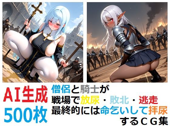 僧侶と騎士が戦場で放尿・敗北・逃走・最終的には命乞いして拝尿するCG集  エロ画像790510