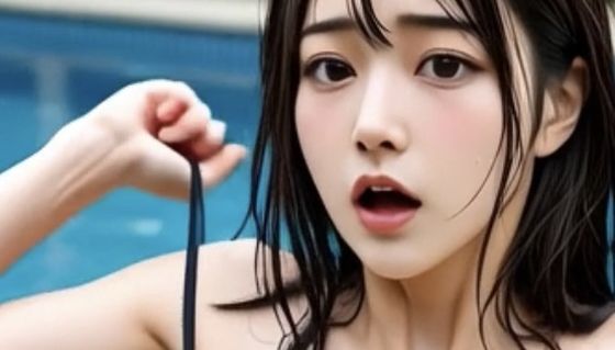 水着ではしゃぐ美女ポロリ  エロ画像800440
