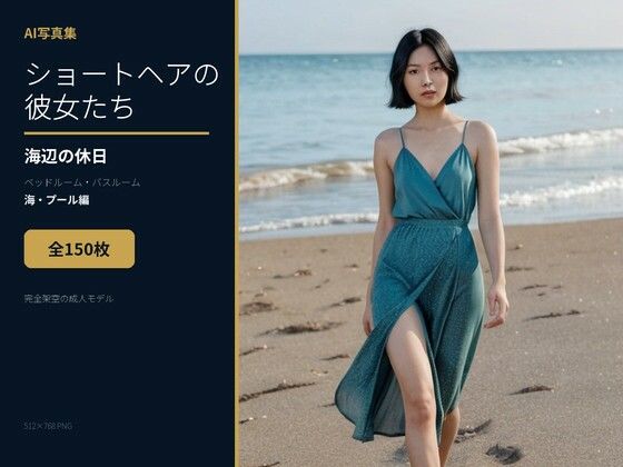 AI写真集 ショートヘアの彼女たちと過ごす海辺の休日 ベッドルーム・バスルーム・海・プール編  エロ画像820156